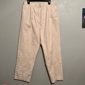 High Waist Khaki Dress/Office Pants with Pockets and Elastic Panels Straight Leg